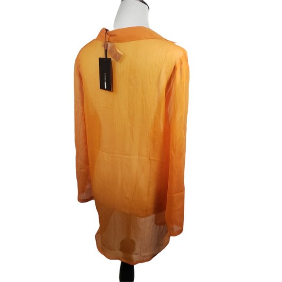 Fashion Nova women's size small Orange sunset dreams sheer top Swim coverup New - Picture 4 of 5